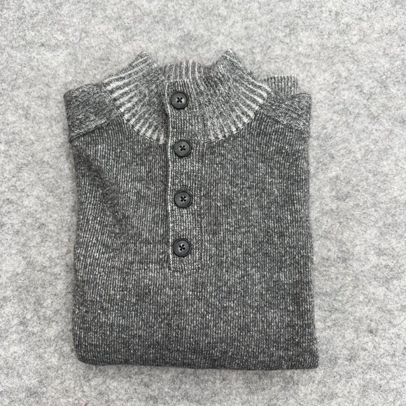 AQUA Bloomingdales Men's Long Sleeve Gray Knitted Button Sweater Mock Neck, XL - Picture 13 of 14